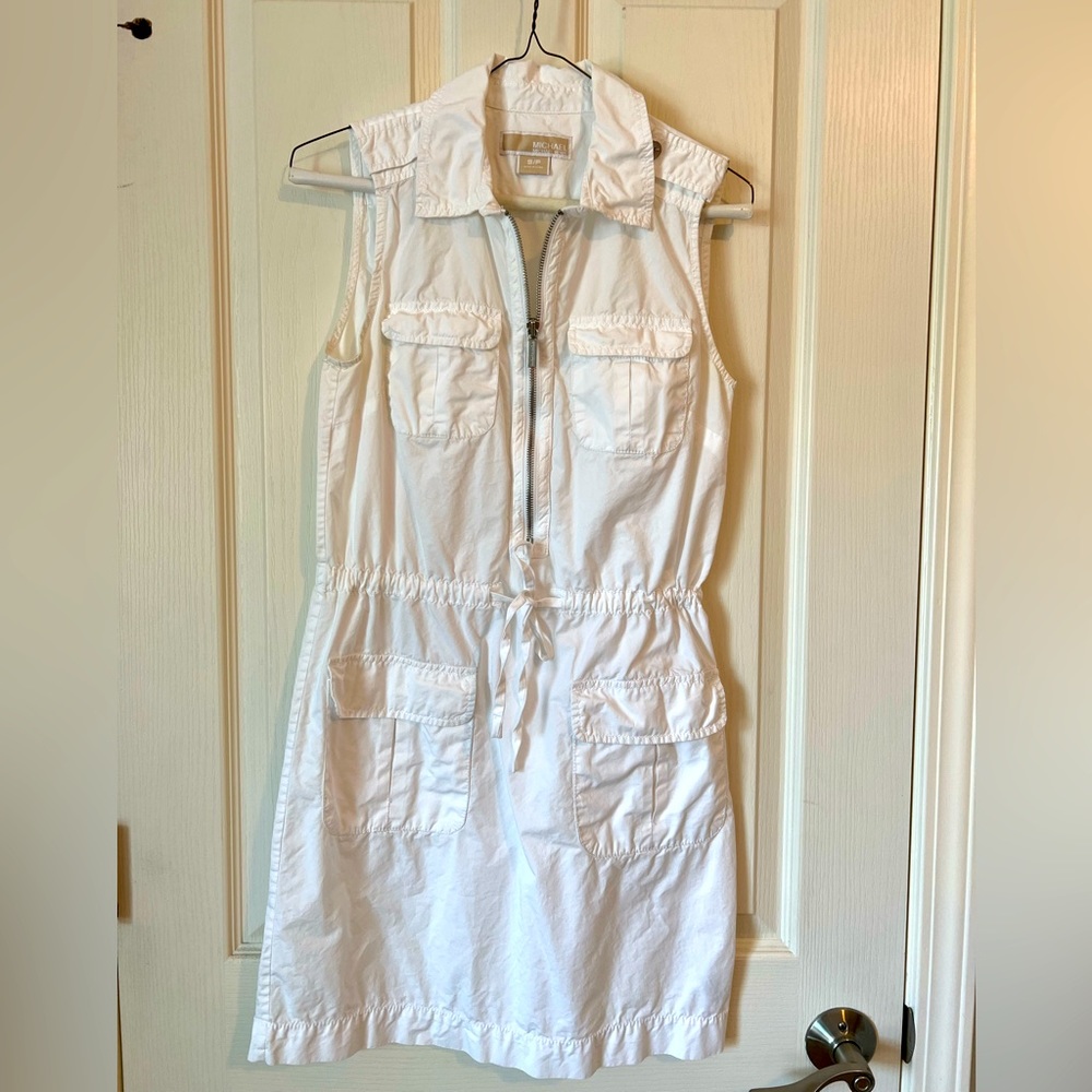 MICHAEL Michael Kors white cotton drawstring dress